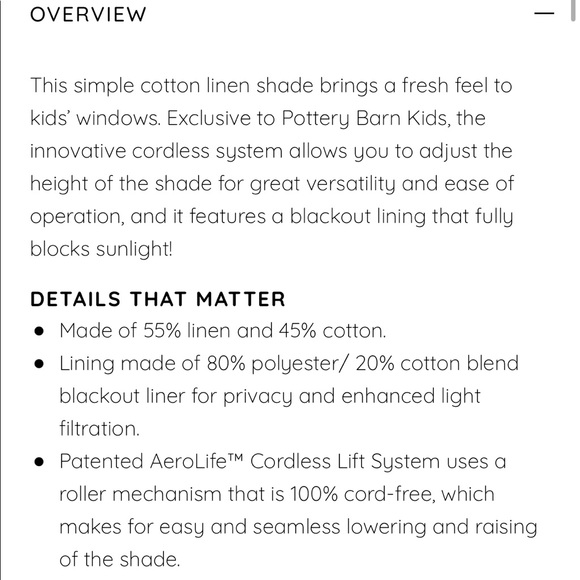 NWT! Pottery Barn Kids - Navy Linen Cordless Blackout Shades 36” wide - Picture 2 of 7